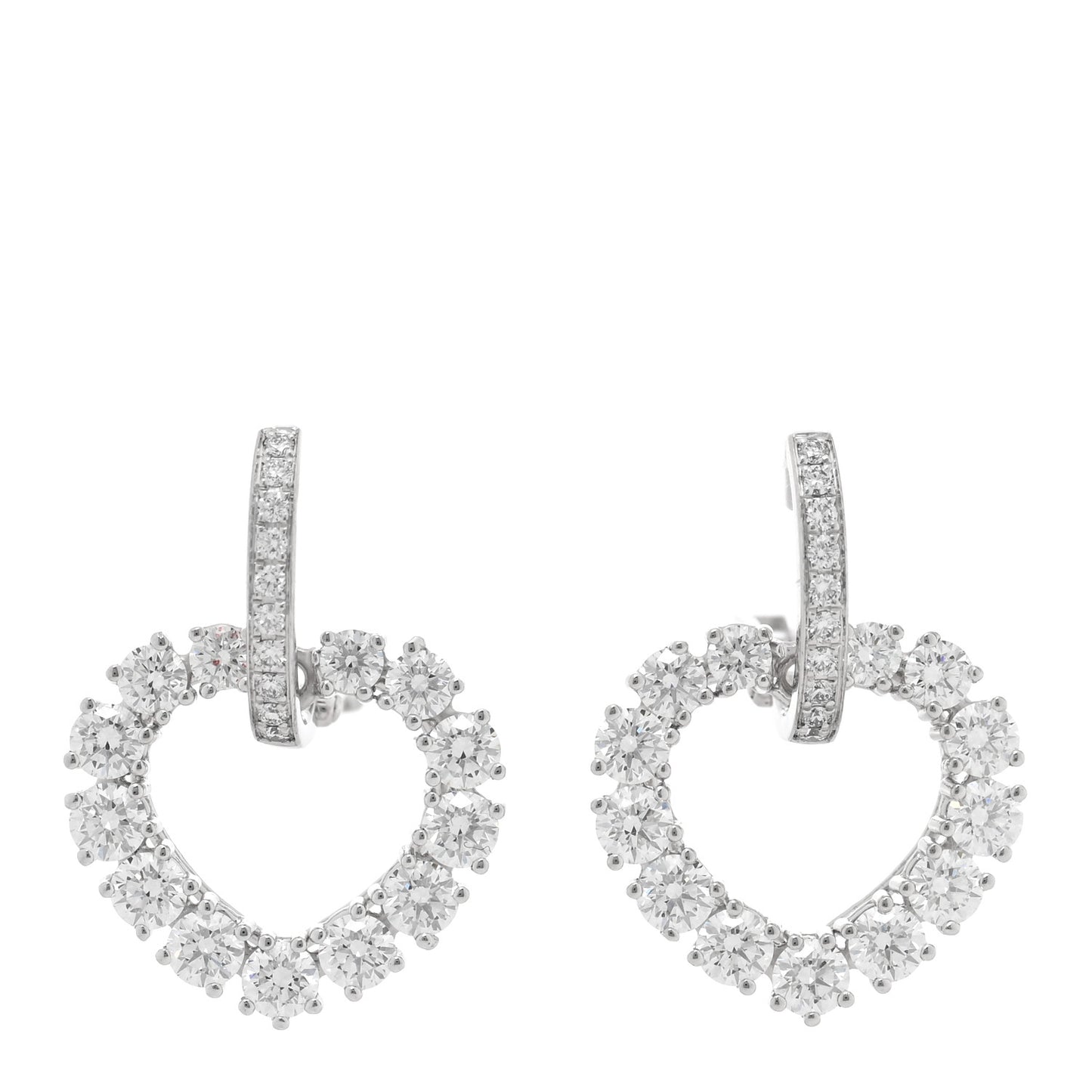 18K White Gold Diamond L'Heure du Diamant Heart Earrings