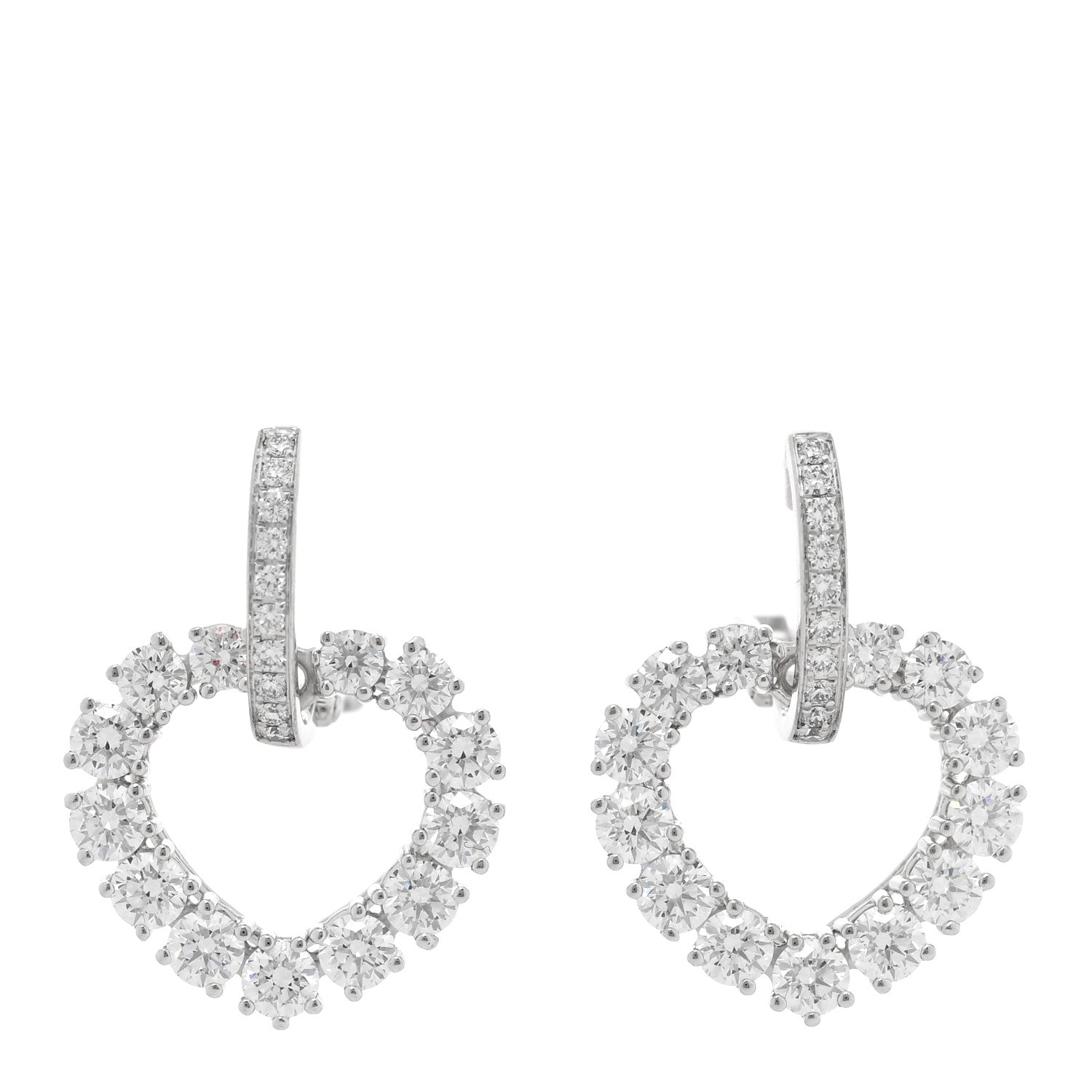 Chopard 18K White Gold Diamond L'Heure du Diamant Heart Earrings 1 of 4