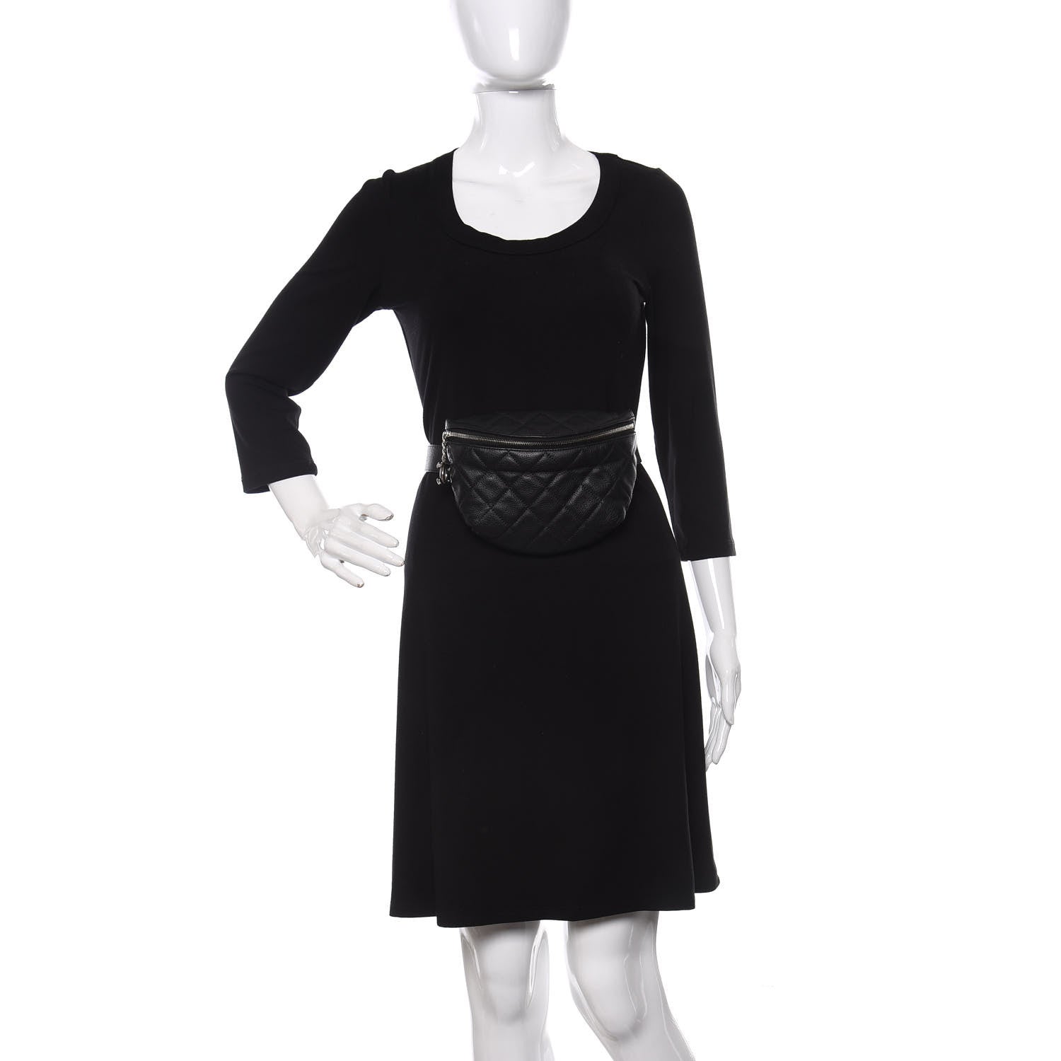 Chanel Grained Calfskin Quilted Waist Belt Bag Black 2 of 14