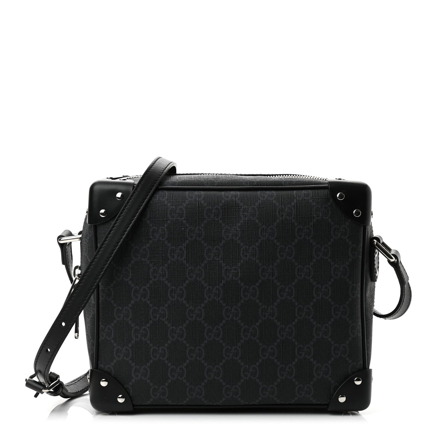GG Supreme Monogram Selleria Calfskin Square Messenger Bag Black