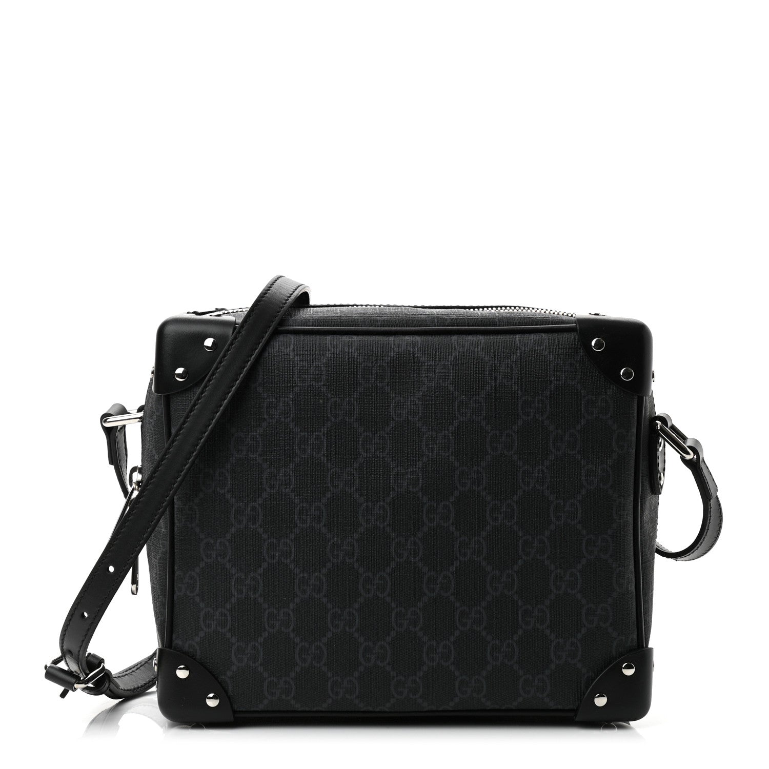 Gucci GG Supreme Monogram Selleria Calfskin Square Messenger Bag Black 1 of 10