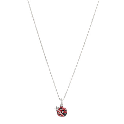 Tiffany Sterling Silver Enamel Ladybug Pendant Necklace Red Black 1 of 5