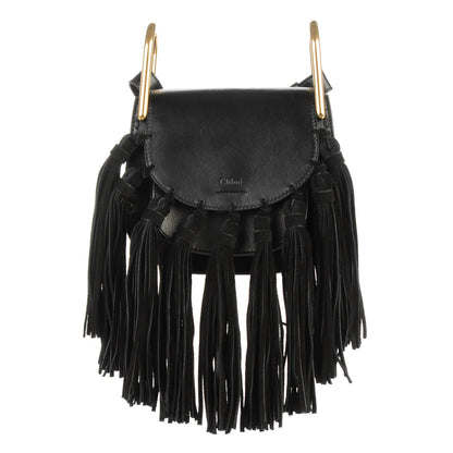 Chloe Calfskin Mini Hudson Fringe Shoulder Bag Black 1 of 7