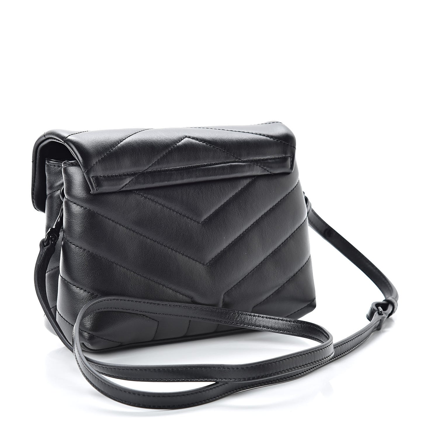 Calfskin Y Quilted Monogram Toy Loulou Crossbody Bag Black