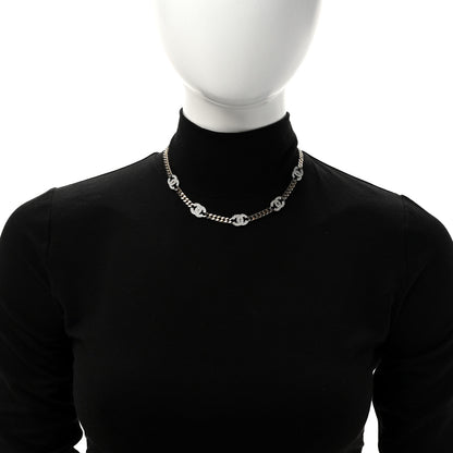 Chanel Crystal Chain CC Link Choker Gold Silver 2 of 4