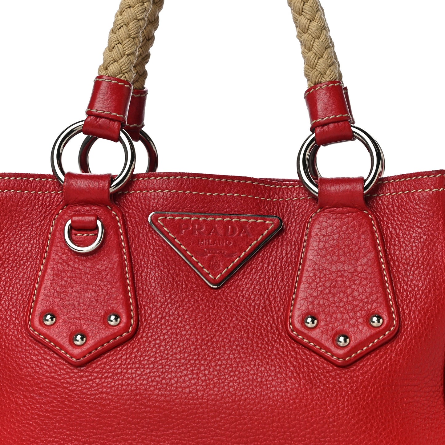 Vitello Daino Rope Mini Tote Rosso