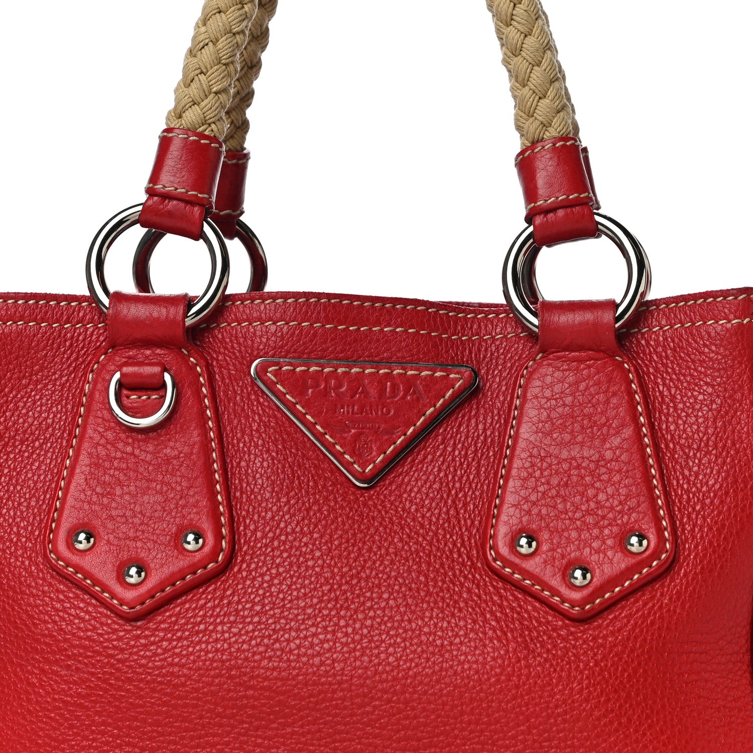 Prada Vitello Daino Rope Mini Tote Rosso 7 of 11