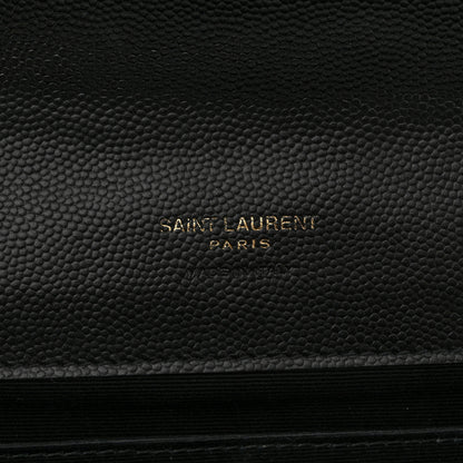 Saint Laurent Grain De Poudre Matelasse Chevron Monogram Envelope Clutch Black 6 of 8