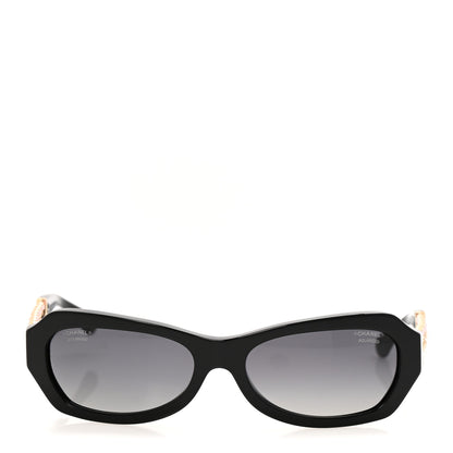 Chanel Acetate Lambskin Cat Eye Sunglasses 5538-Q Black 2 of 8