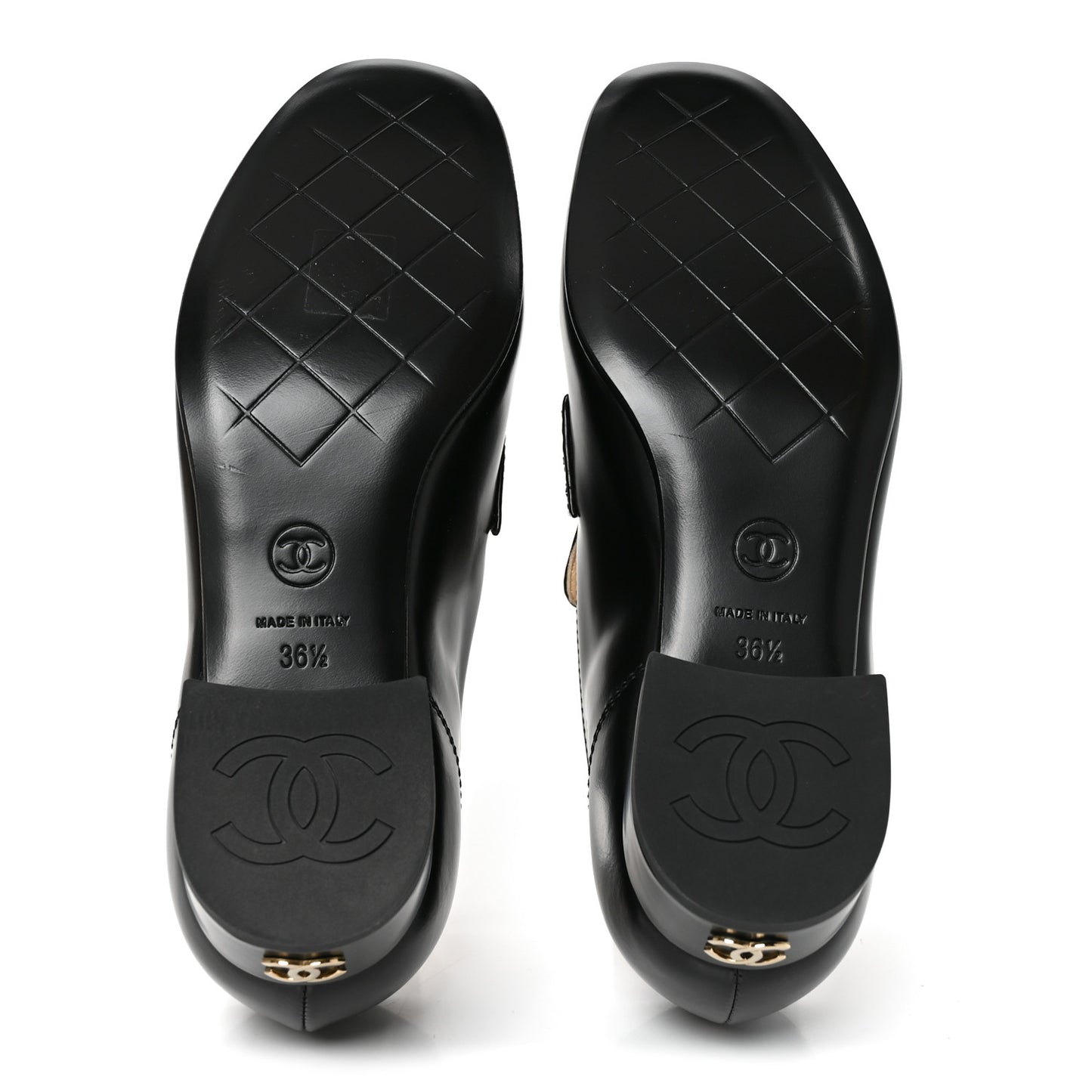 Shiny Calfskin Logo Loafers 36.5 Black