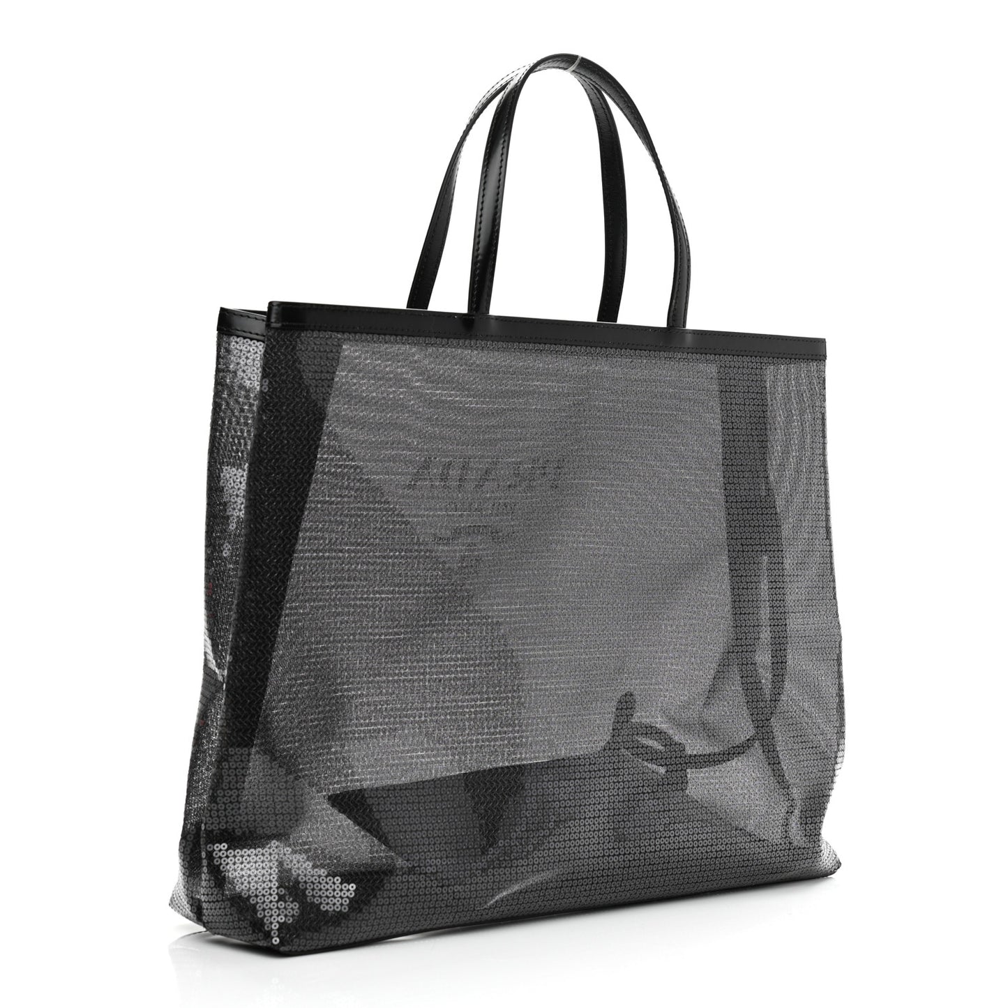 Sequin Mesh Tote Bag Black