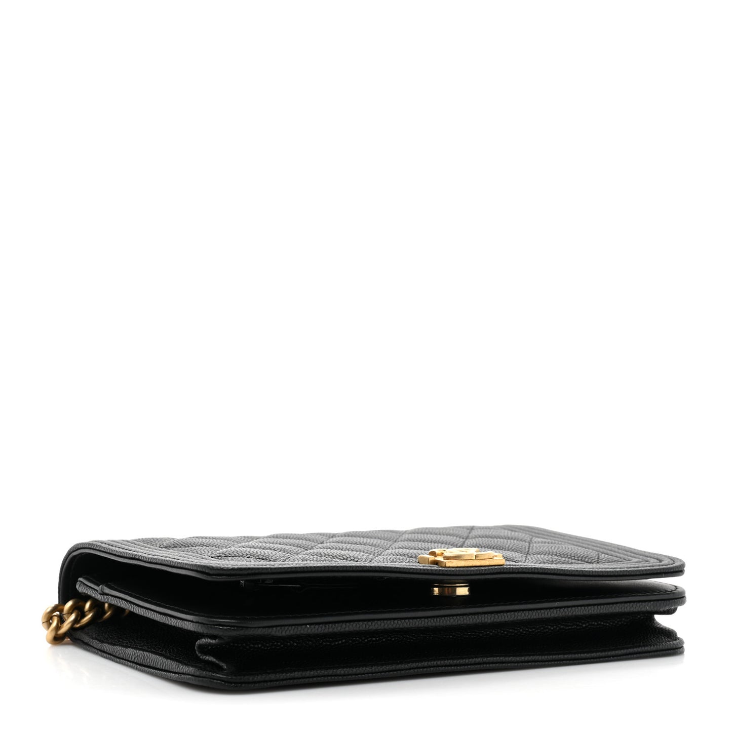 Caviar Quilted Boy Wallet On Chain WOC Black