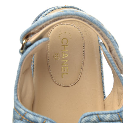 Chanel Denim Quilted Dad Sandals 38.5 Blue 6 of 9