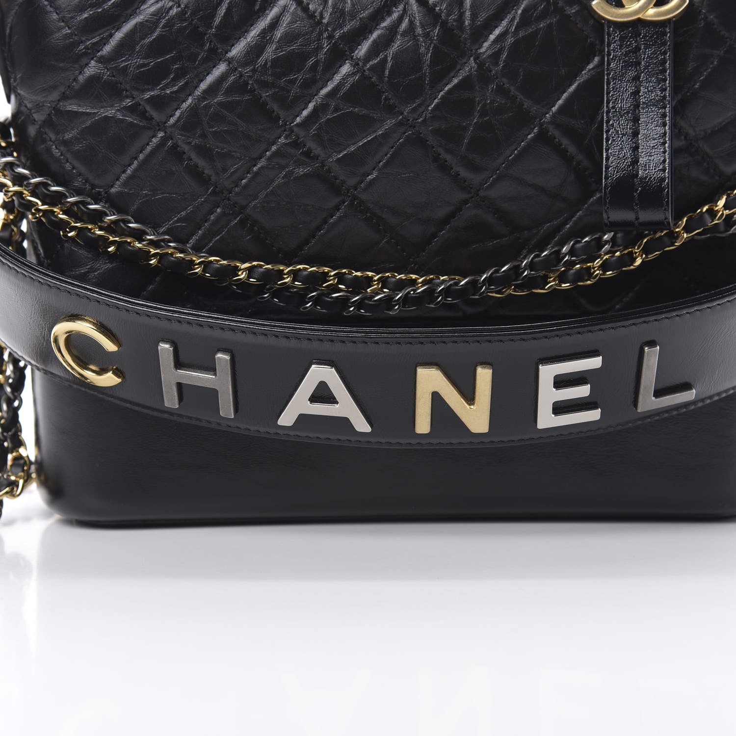 Chanel Aged Smooth Calfskin Quilted Medium Gabrielle Logo Hobo Black 11 of 11