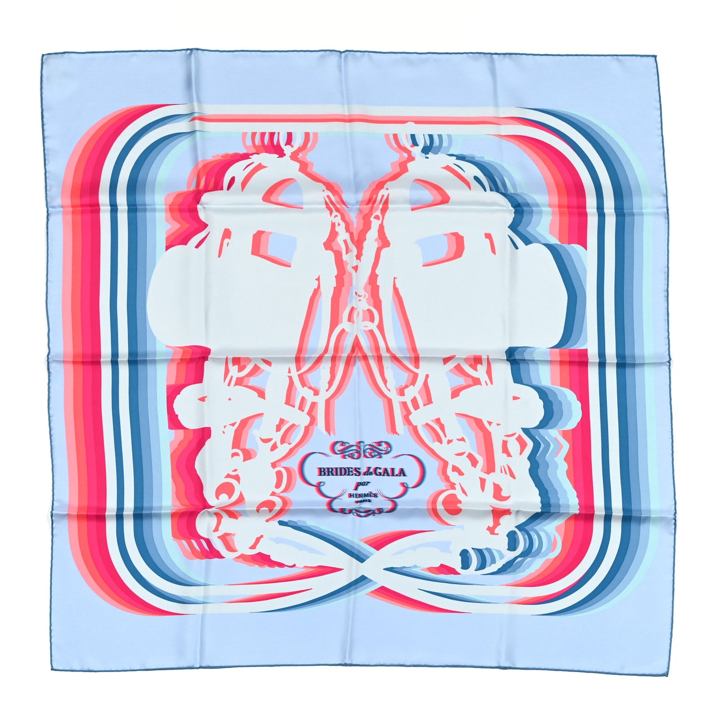 Silk Brides De Gala Shadow Scarf 90 Bleu Ciel Rose Vif