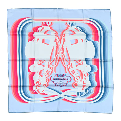 Hermes Silk Brides De Gala Shadow Scarf 90 Bleu Ciel Rose Vif 1 of 4