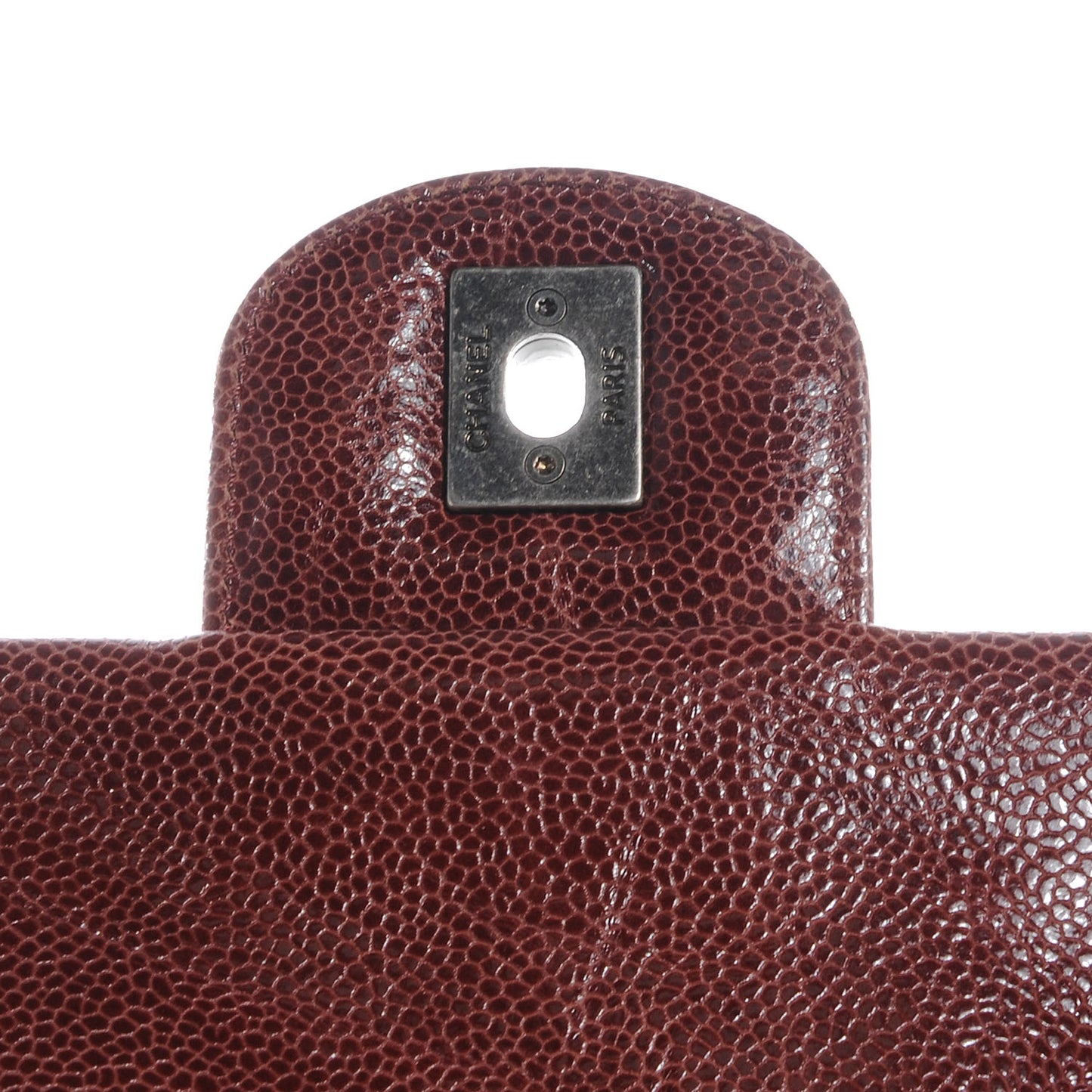 Caviar Quilted Medium Elastic Flap Bordeaux