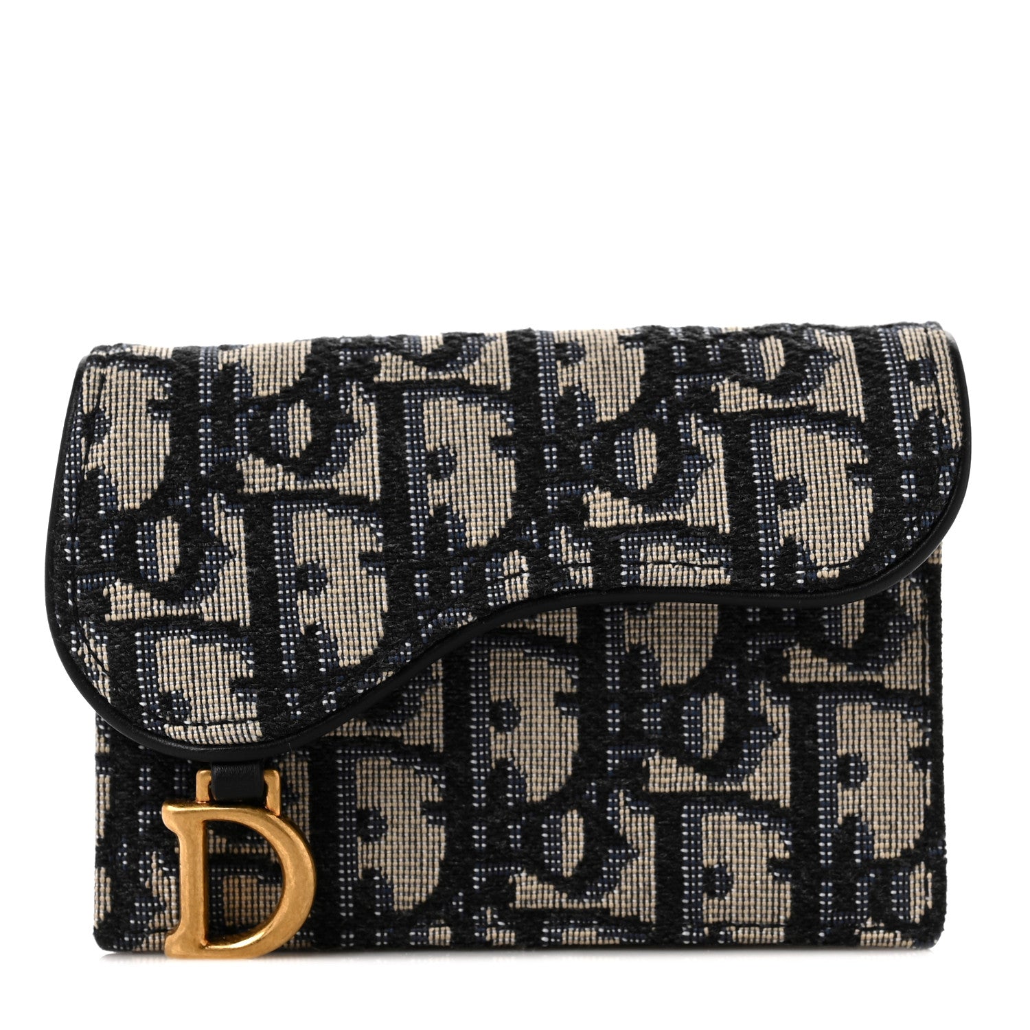 Christian Dior Oblique Saddle Card Holder Blue 1 of 8