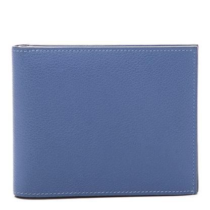 Hermes Evercolor Citizen Twill Compact Wallet Bleu de Galice Rouge Casaque Azur 1 of 10
