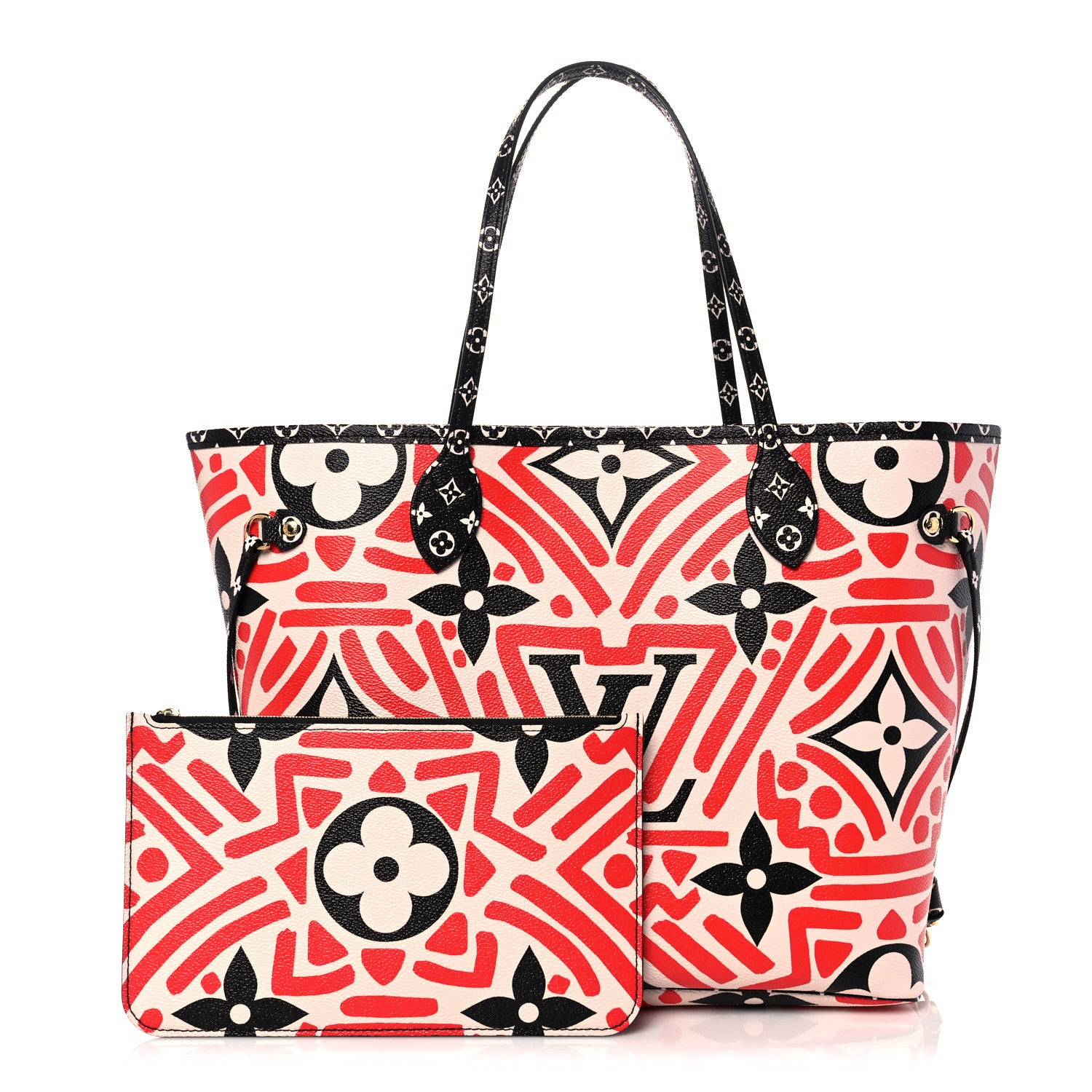 Louis Vuitton Monogram Giant Crafty Neverfull MM Creme Rouge Black 1 of 10