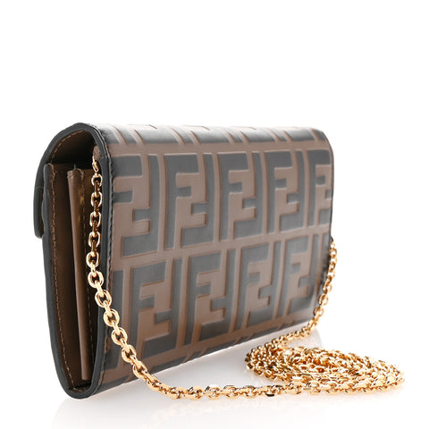 Vitello Soft FF Diamonds Continental Envelope Wallet On Chain Maya Black