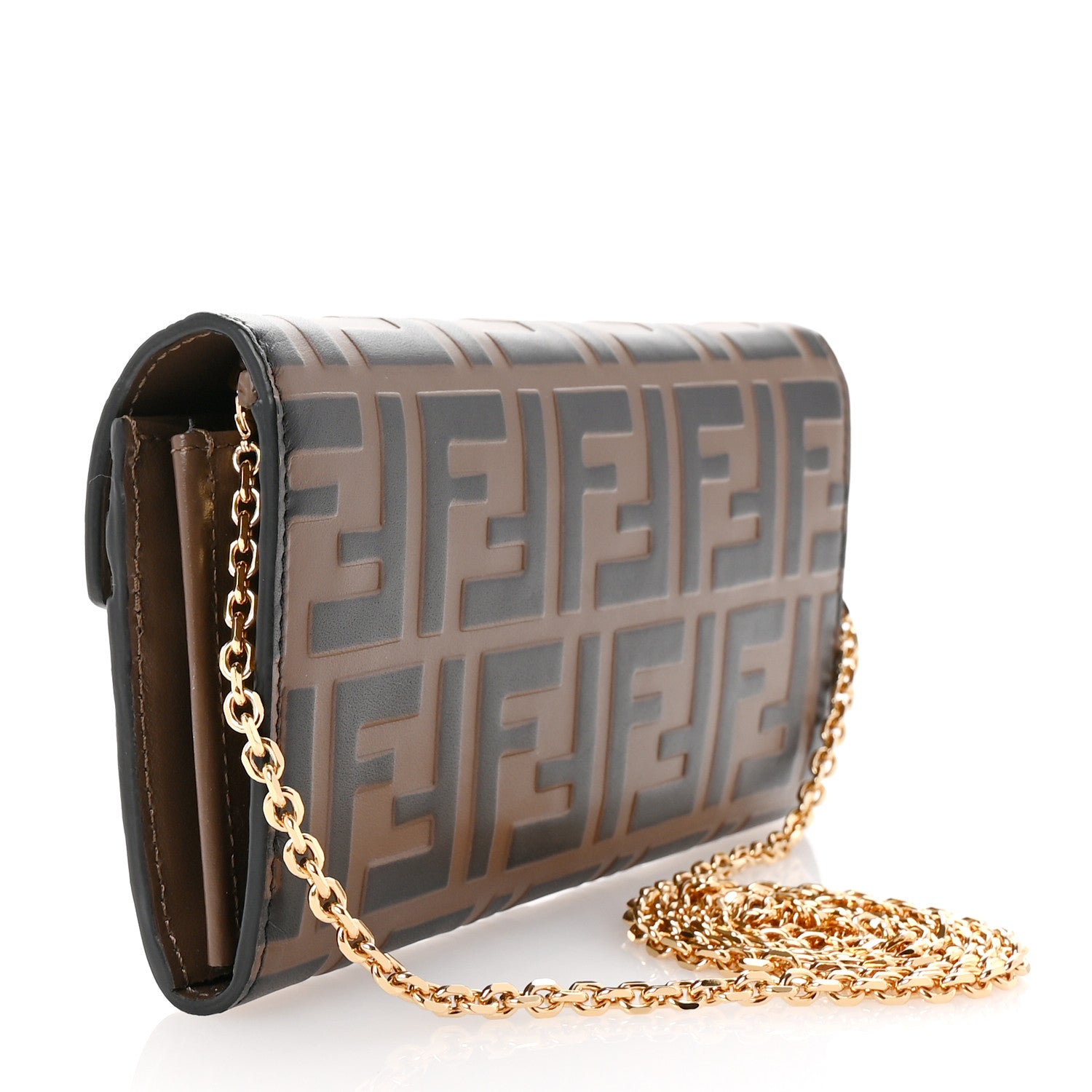 Fendi Vitello Soft FF Diamonds Continental Envelope Wallet On Chain Maya Black 2 of 9