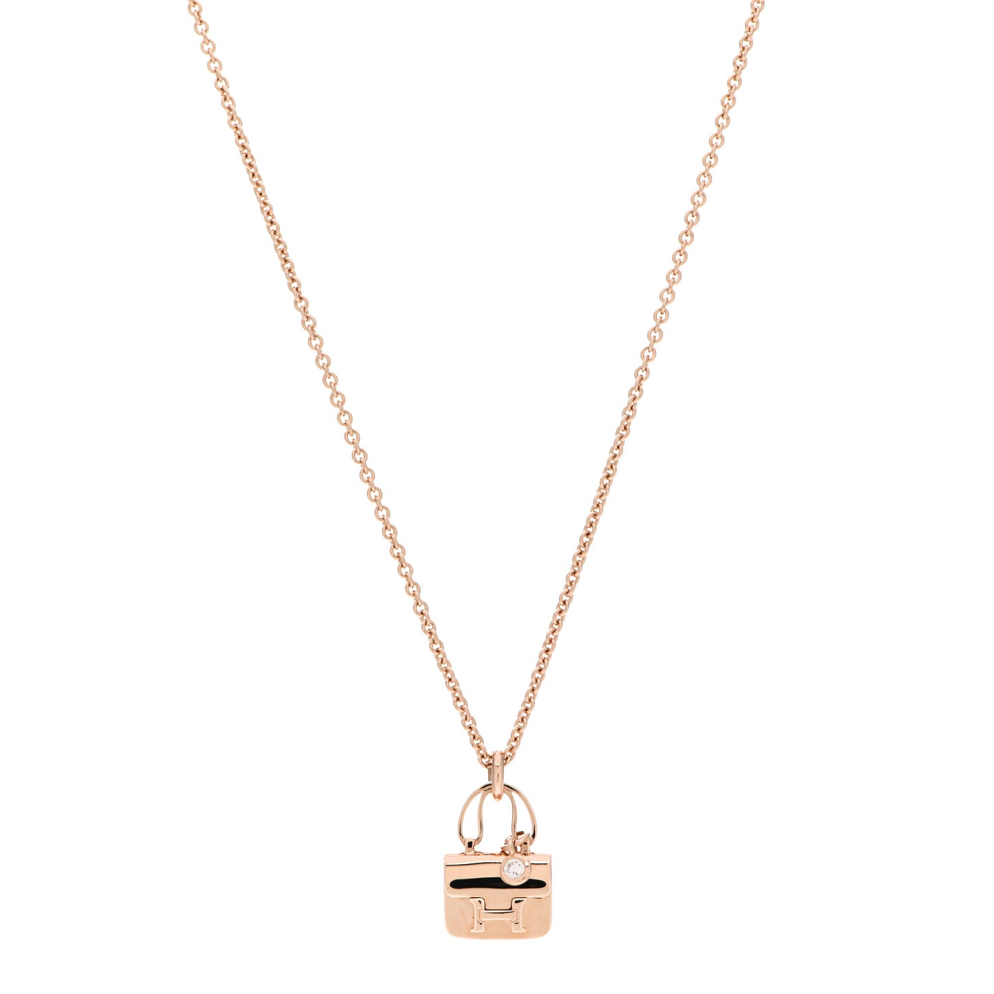 18K Rose Gold Diamond Constance Amulettes Charm Pendant Necklace