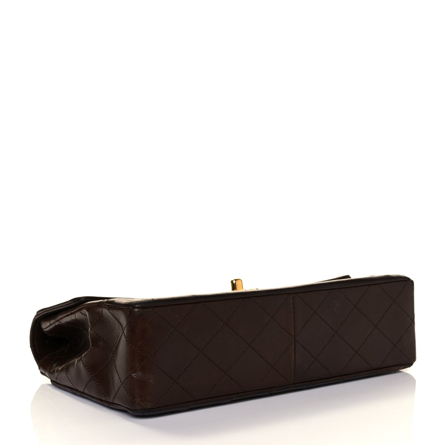 Lambskin Quilted Small Single Flap Brown