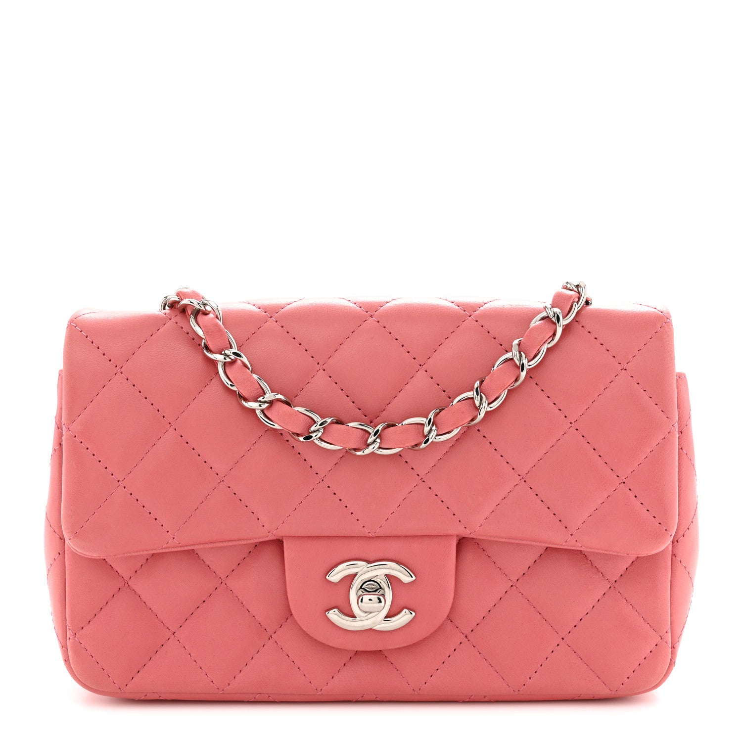 Chanel Lambskin Quilted Mini Rectangular Flap Pink 1 of 10