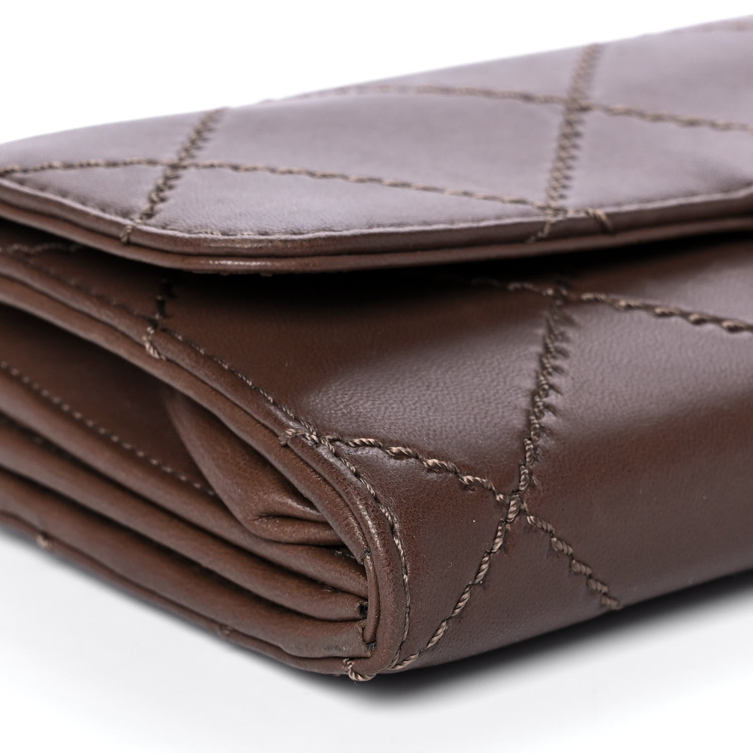 Chanel Lambskin Stitched Orient Express Wallet on Chain WOC Brown 9 of 13