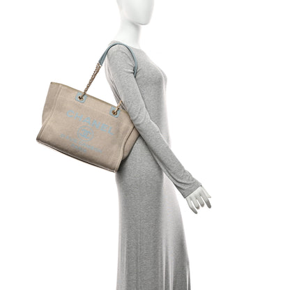 Chanel Mixed Fibers Calfskin Small Deauville Tote Grey Light Blue 2 of 11