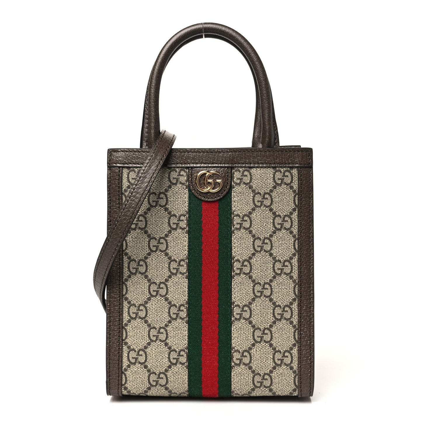 GG Supreme Monogram Textured Dollar Calfskin Web Super Mini Ophidia Mini Tote Bag Beige Ebony New Acero