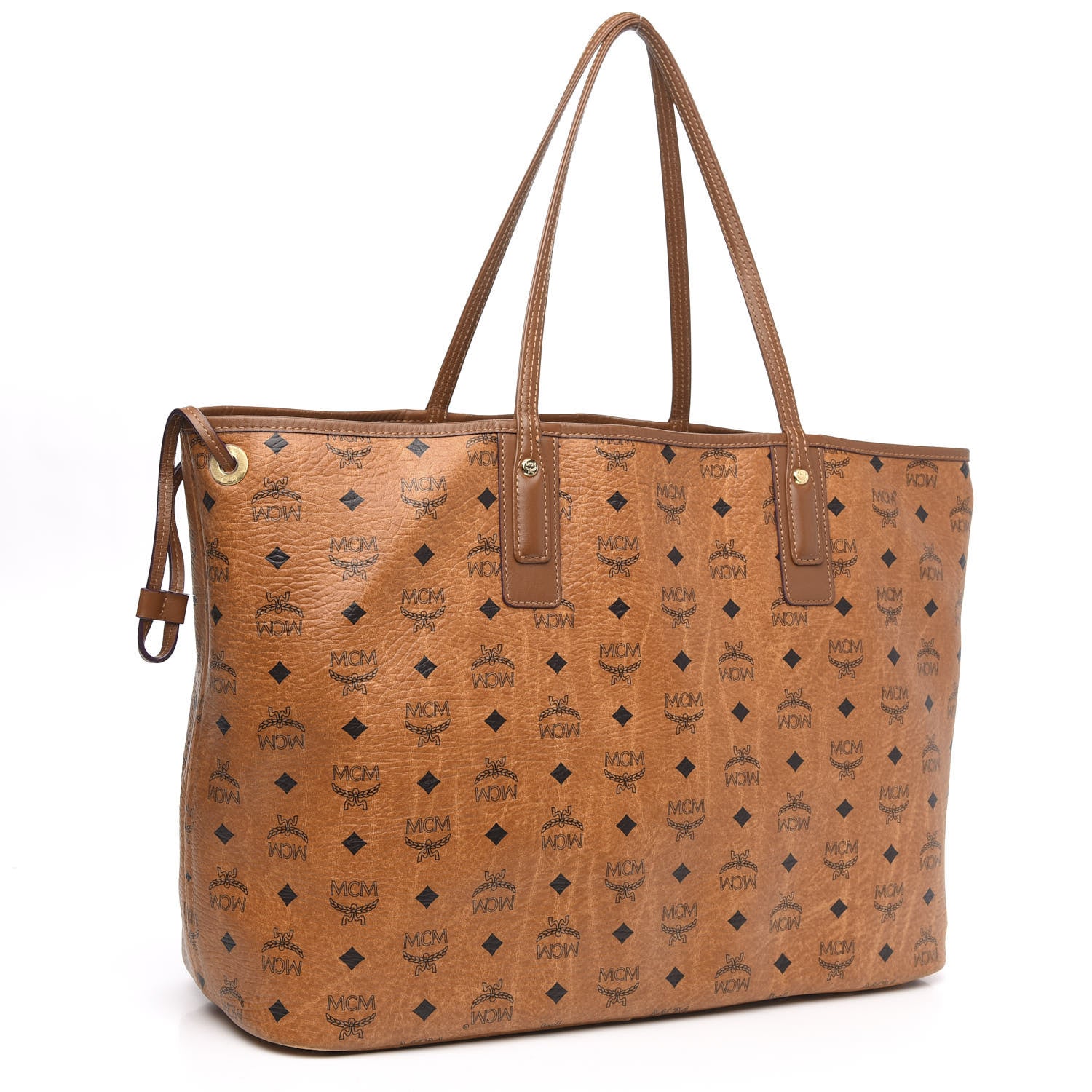 MCM Visetos Large Liz Reversible Shopper Tote Cognac 5 of 19