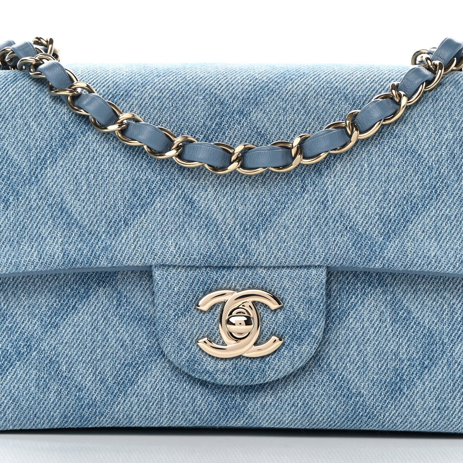 Chanel Printed Denim Quilted Mini Rectangular Flap Light Blue 8 of 12