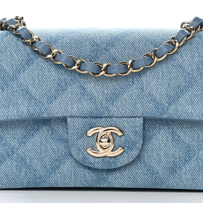 Chanel Printed Denim Quilted Mini Rectangular Flap Light Blue 8 of 12