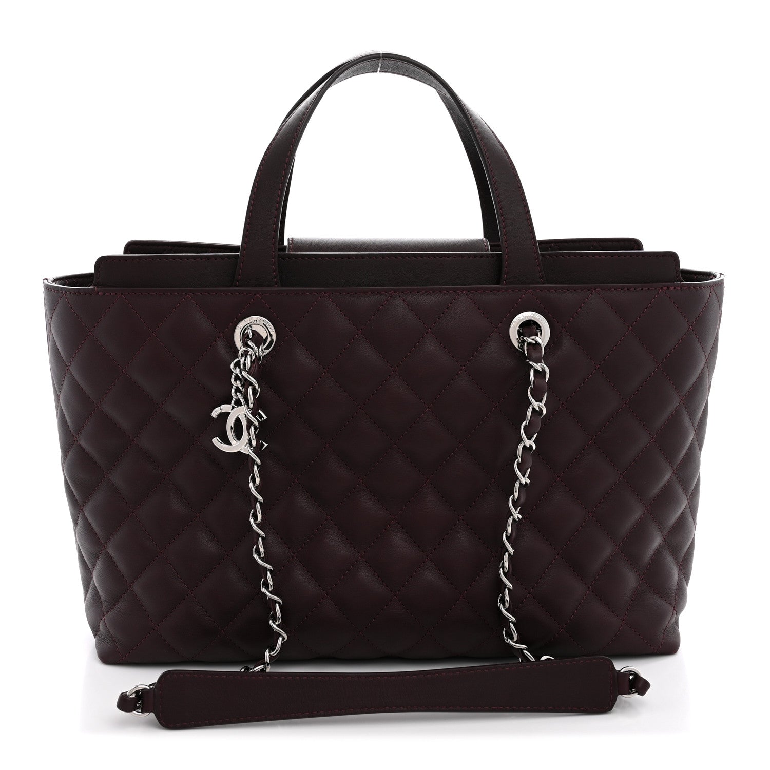 Chanel Calfskin Quilted Large Shopping Tote Burgundy 1 of 10