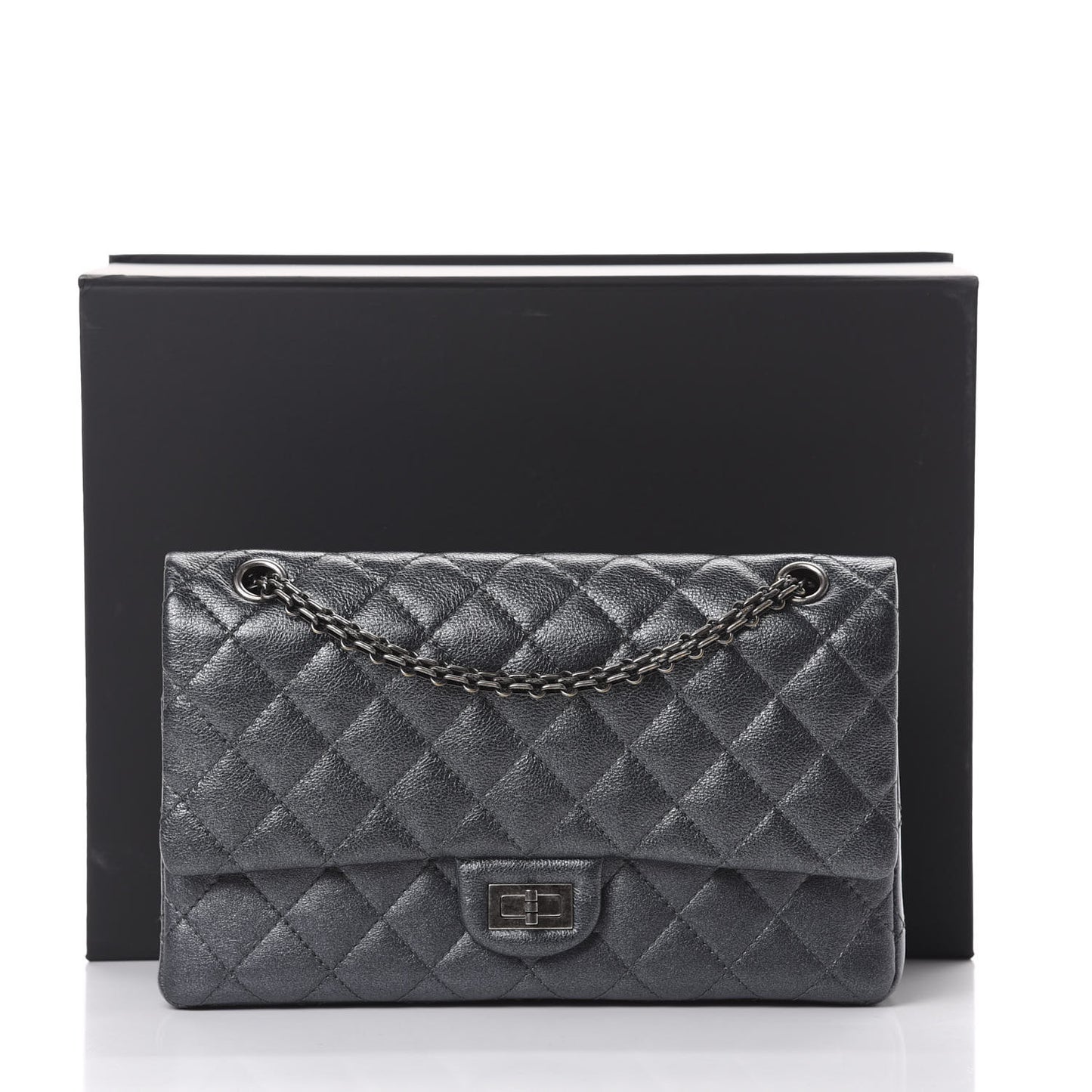 Metallic Sheepskin Quilted 2.55 Reissue 226 Flap Dark Silver