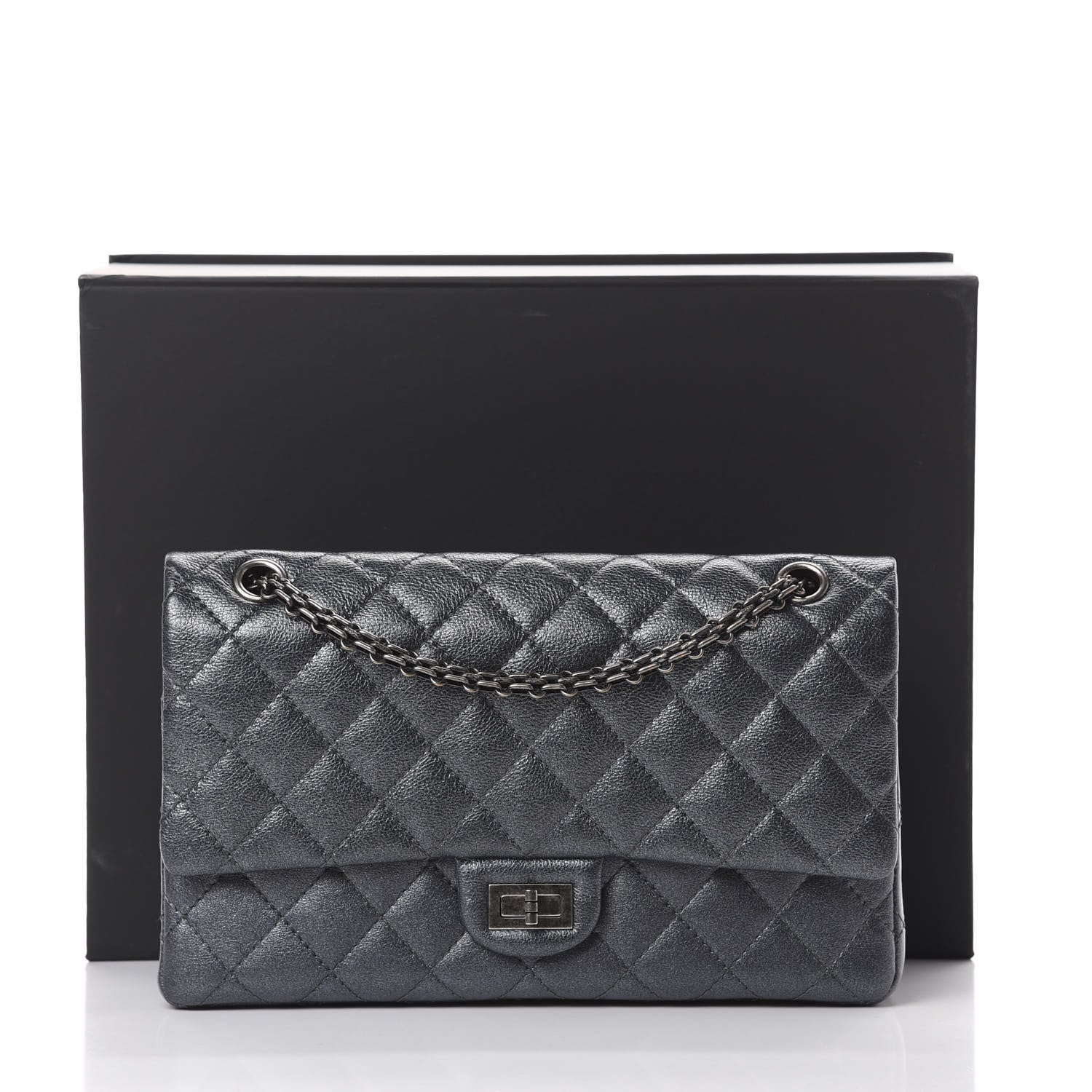 Chanel Metallic Sheepskin Quilted 2.55 Reissue 226 Flap Dark Silver 13 of 13