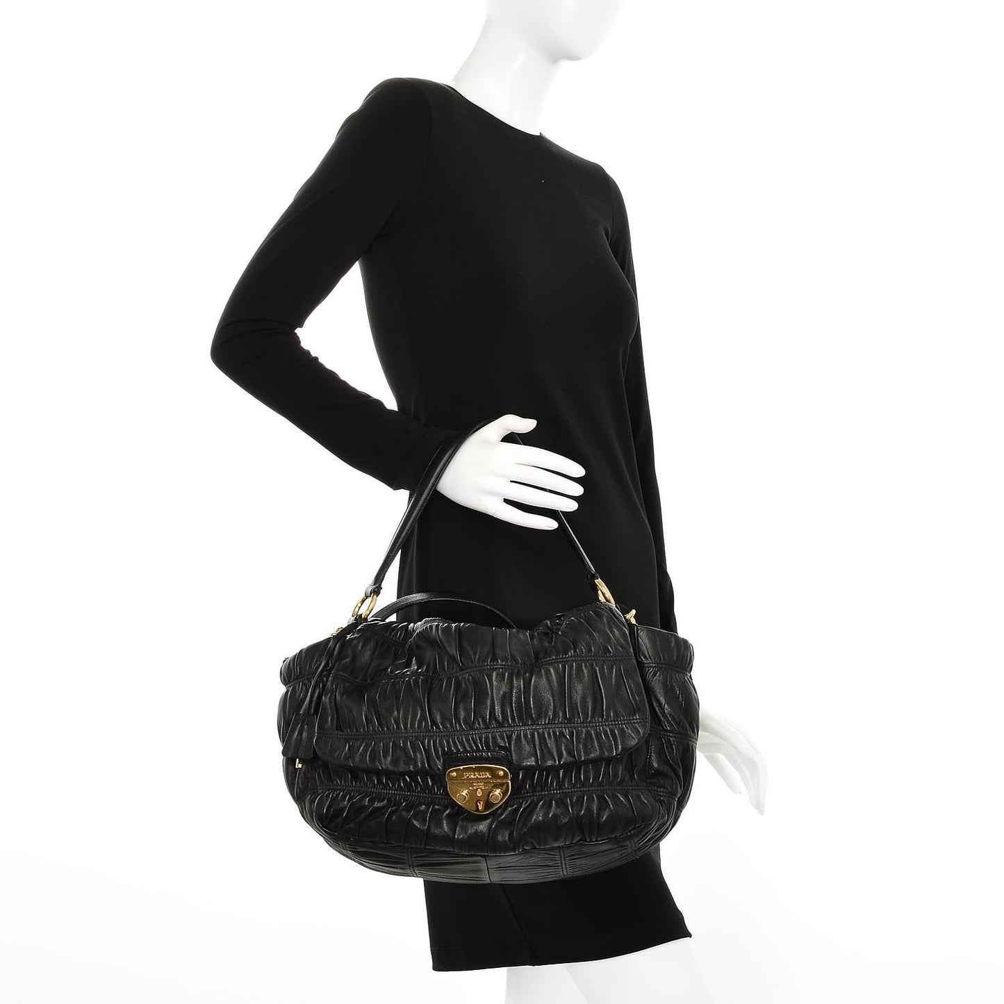 Nappa Dressy Gaufre Flap Bag Nero Black