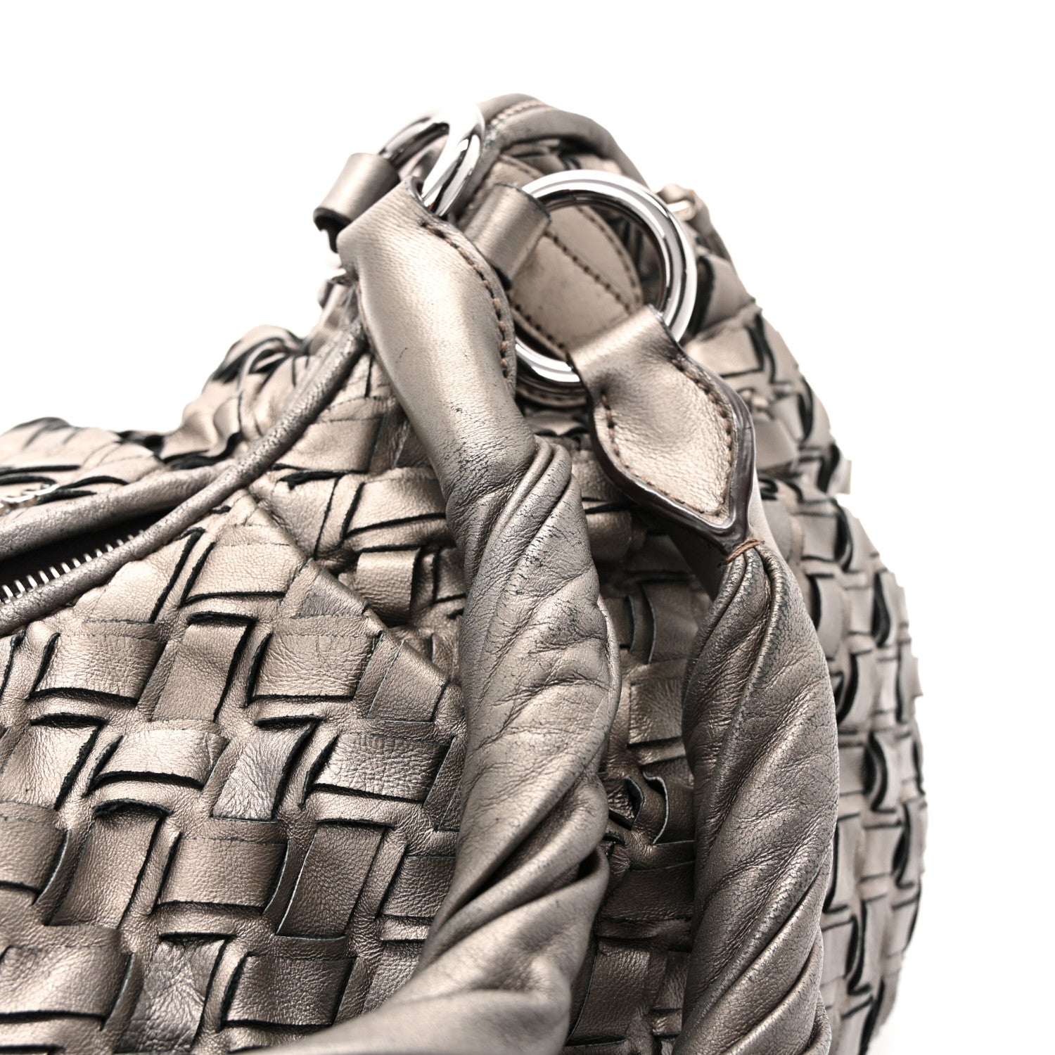 Miu Miu Metallic Nappa Woven Hobo Bronze 11 of 15