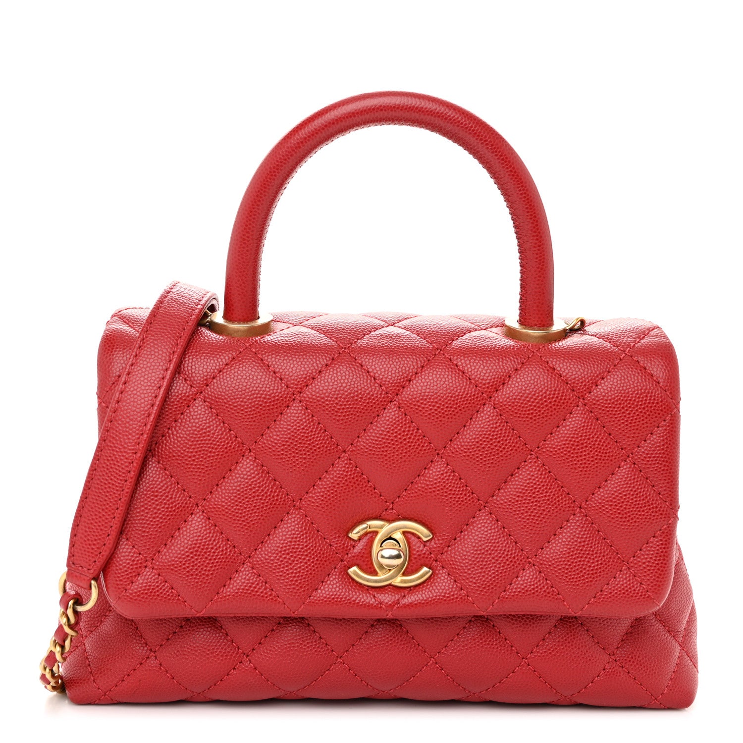 Chanel Caviar Quilted Mini Coco Handle Flap Red 1 of 10