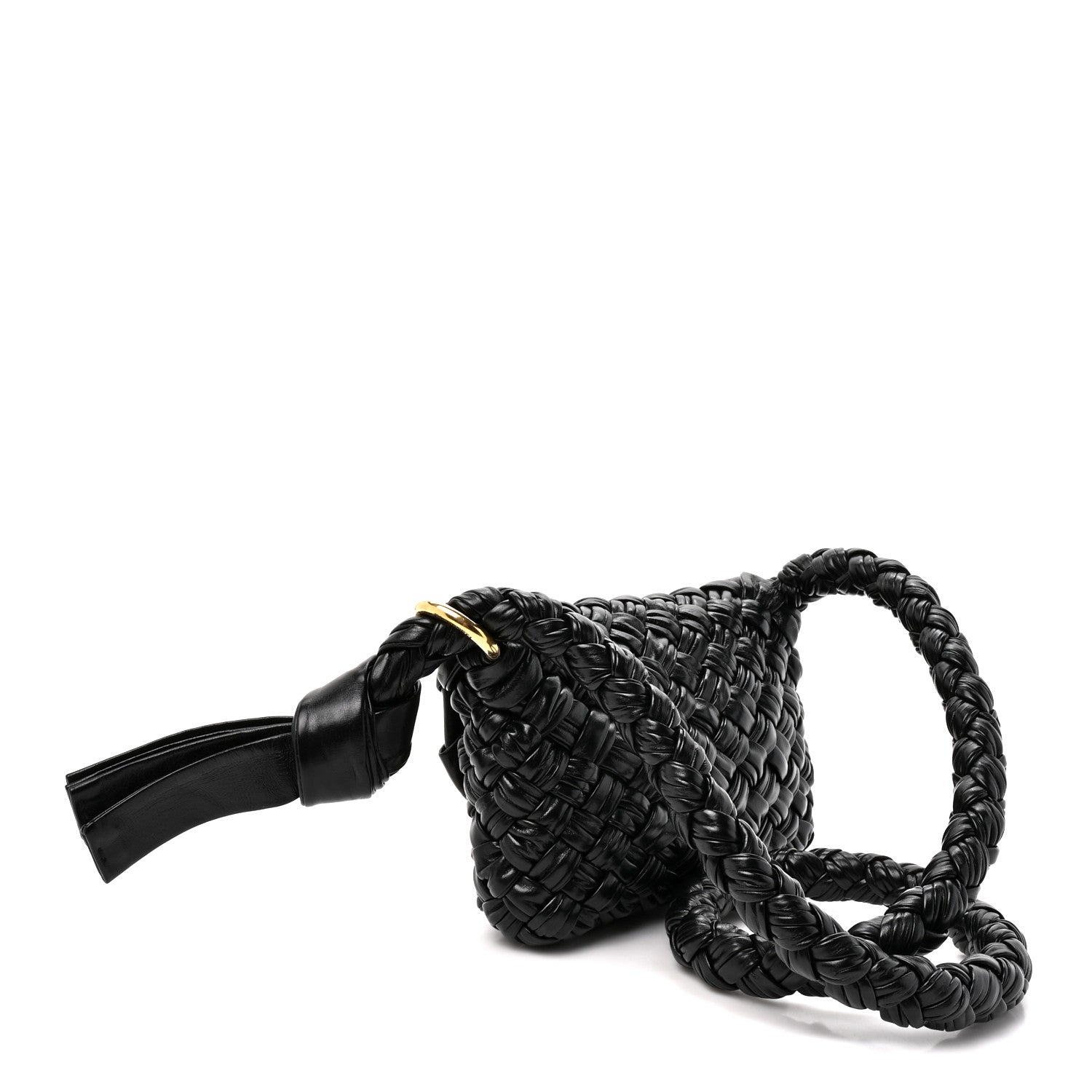 Bottega Veneta Calfskin Foulard Intreccio Kalimero Città Shoulder Bag Black 3 of 10