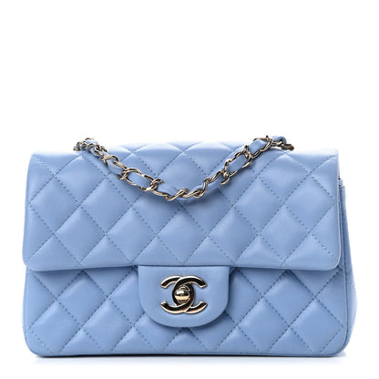 Chanel Lambskin Quilted Mini Rectangular Flap Light Blue 1 of 10