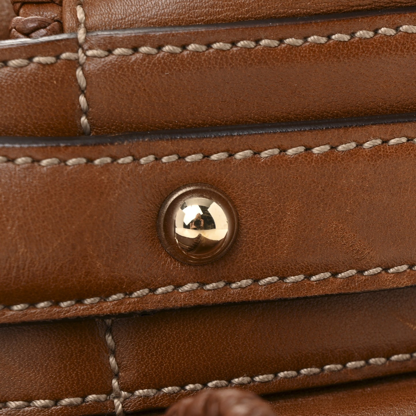 Calfskin Large Horsebit Chain Hobo Brown