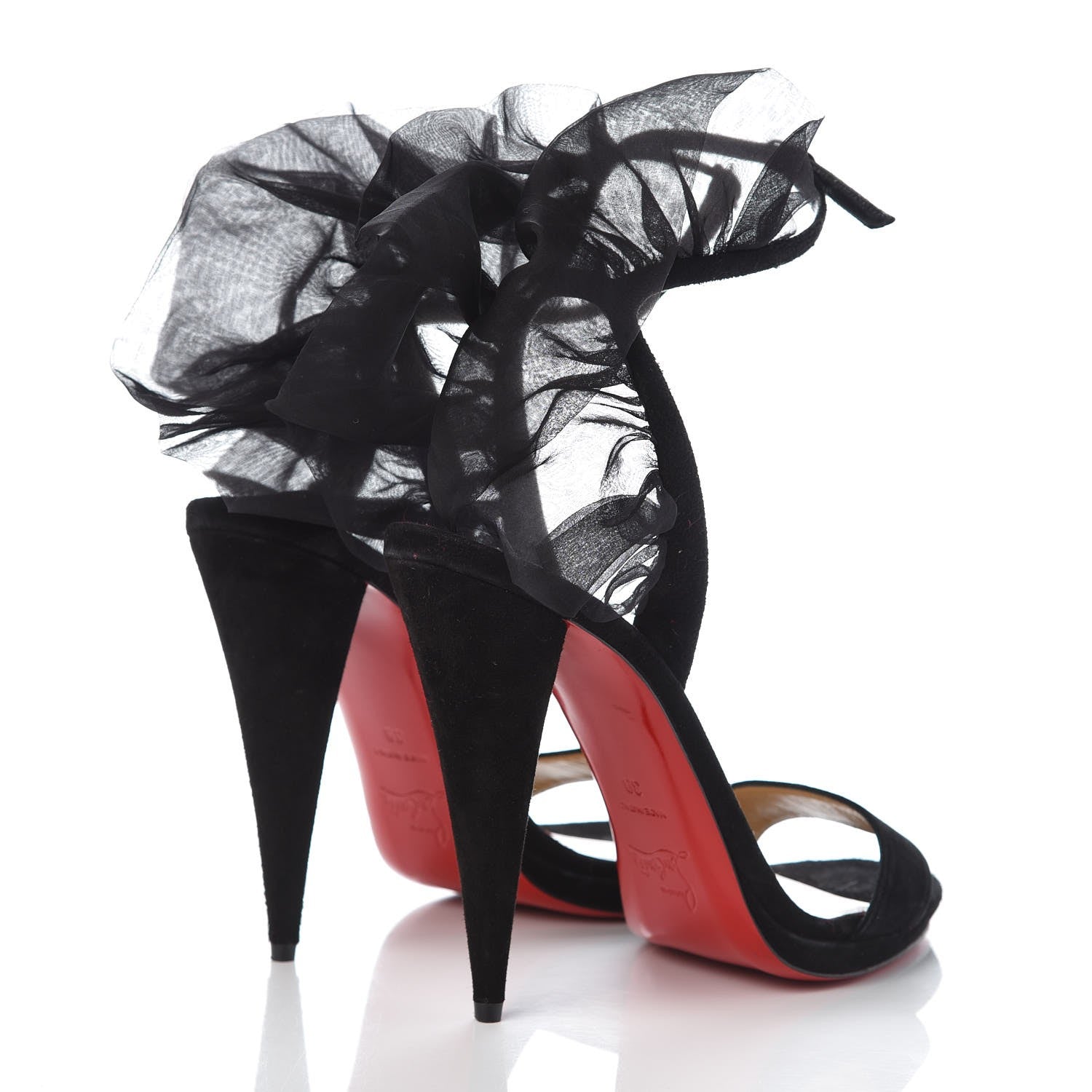 Christian Louboutin Veau Velours Jacqueline 120 Sandal Heels 39 Version Black 4 of 8