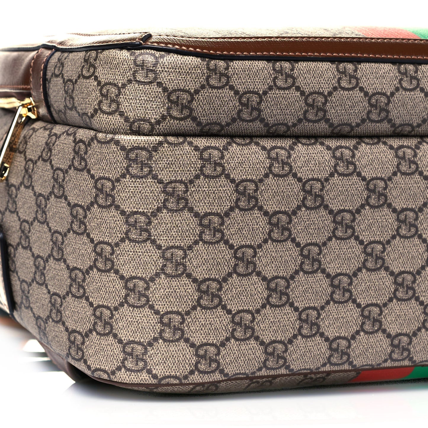 GG Supreme Monogram Azalea Calfskin Fake/Not Retro Interlocking G Day Backpack Beige Ebony Brown Sugar