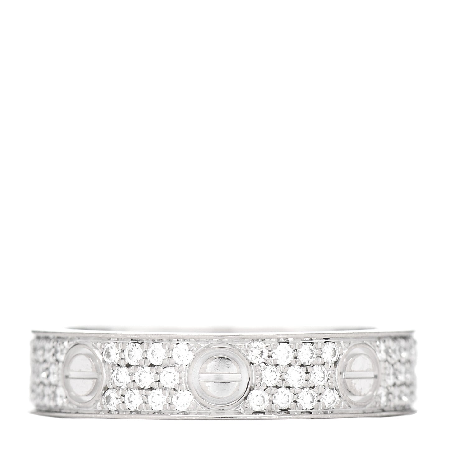 18K White Gold Diamond 4mm LOVE Wedding Paved Band Ring 49 4.75