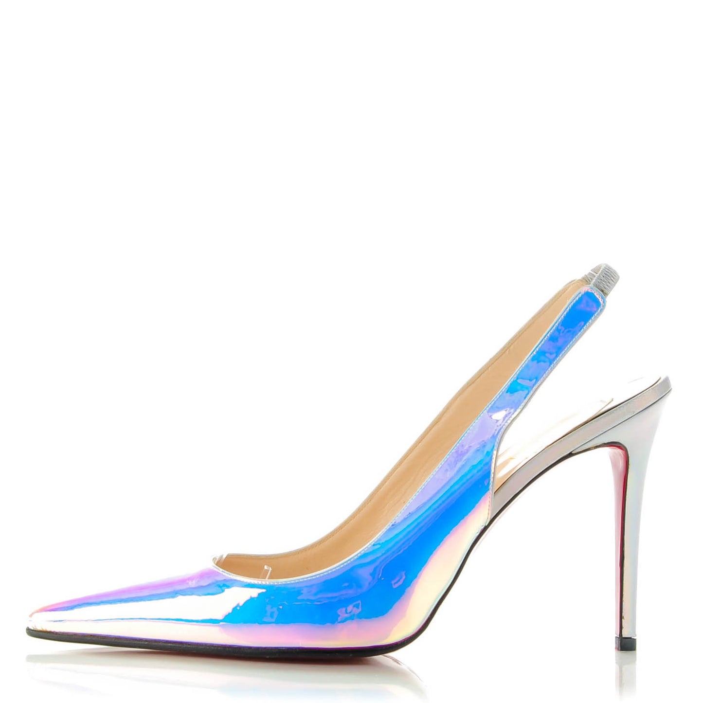 Calfskin Mirror Hai 100 Slingback Pumps 38.5 Blue