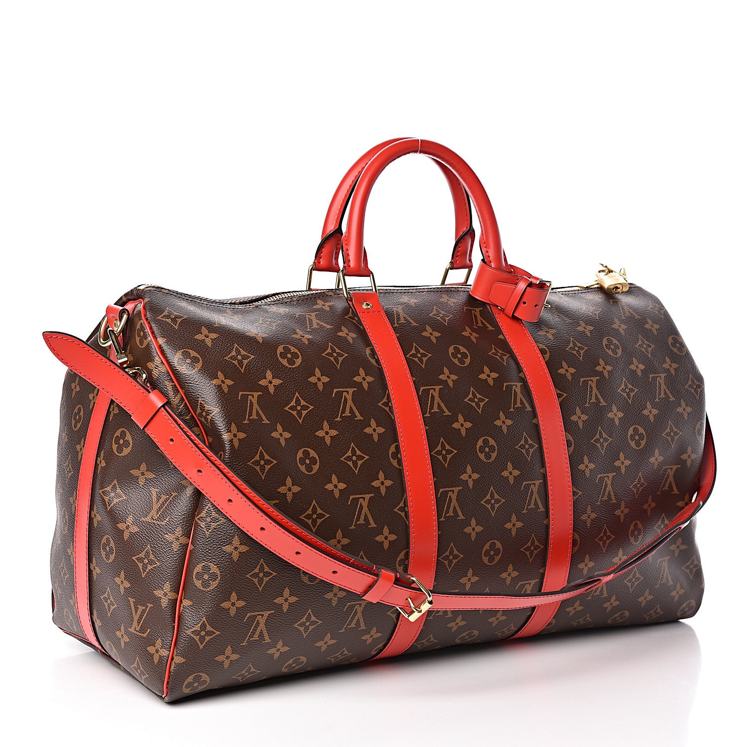 Louis Vuitton Calfskin Monogram Keepall Bandouliere 50 Coquelicot 3 of 10