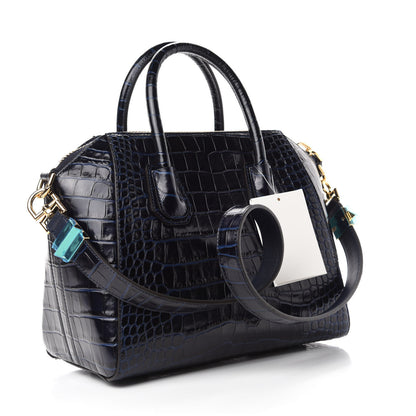 Givenchy Calfskin Crocodile Embossed Small Antigona Navy 3 of 11